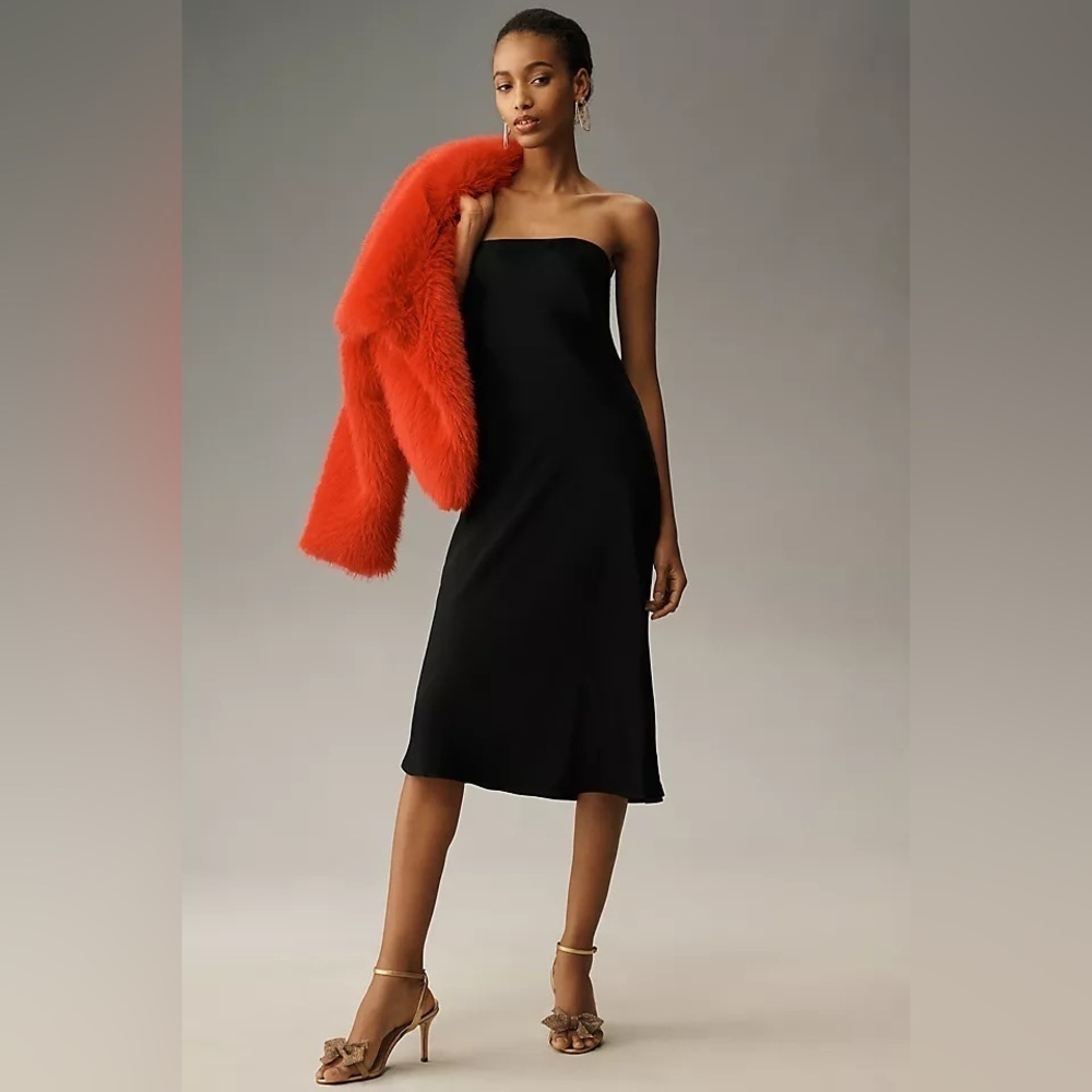 NWT! Anthropologie Black The Tilda Slip Dress: Midi Edition 🔴🦕 - Picture 2 of 4